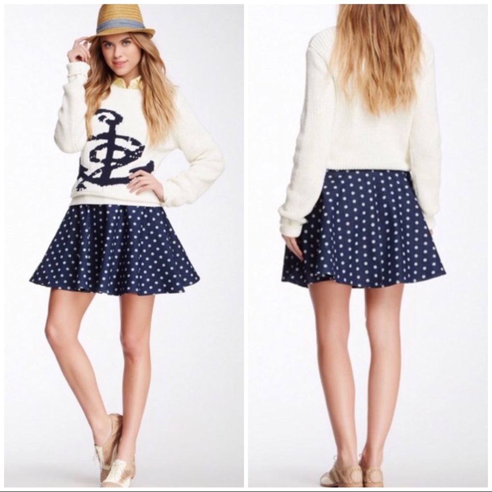 NWT Romeo & Juliet couture polka dot denim skirt
